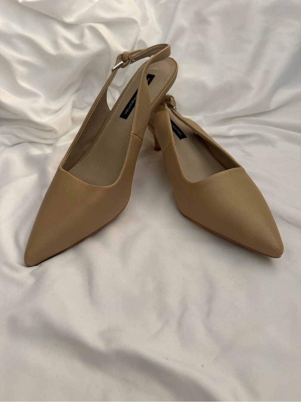 EUC French Connection Quinn Nude Slingback Kitten Heel